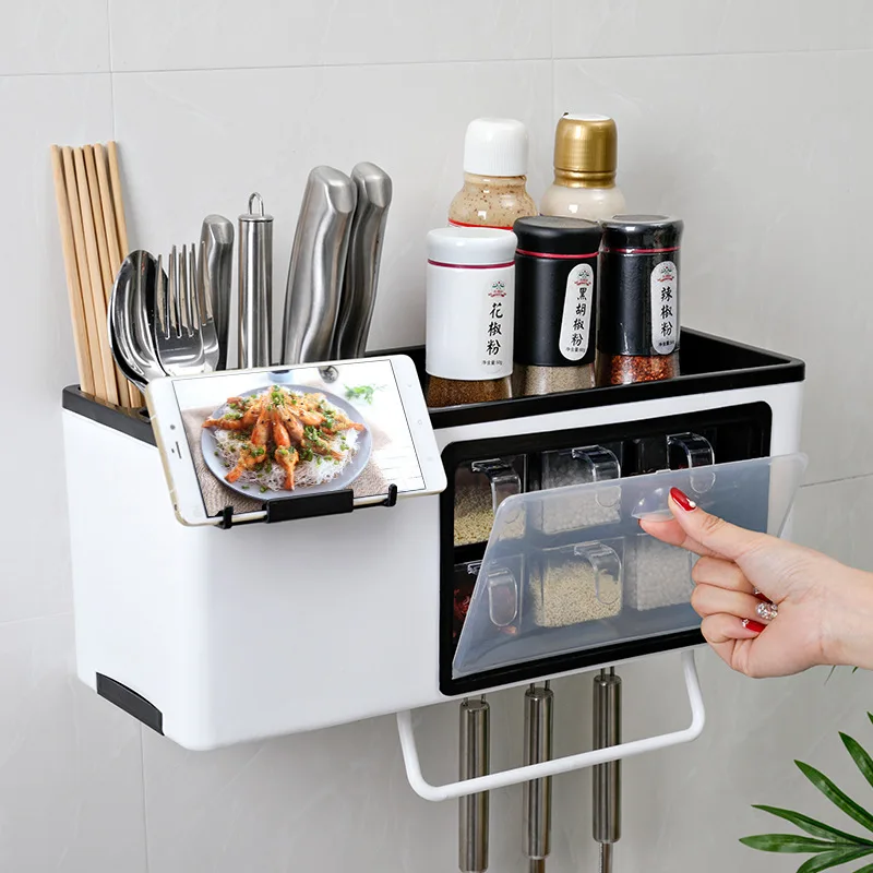 

Seasoning Box Bottles Jars Can Punch Free Storage Organizer Combination Seasoning Jar Box Plastic Spice Kitchen Tool
