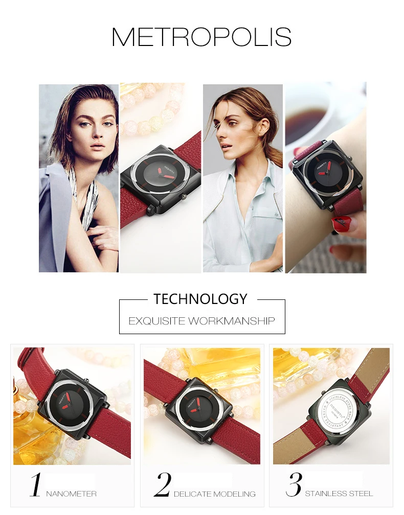 Creative Watches Women Leather Square Wrist Watch For Female Clock 2018 Women Watch Top Brand Luxury Waterproof Relogio Feminino (2)