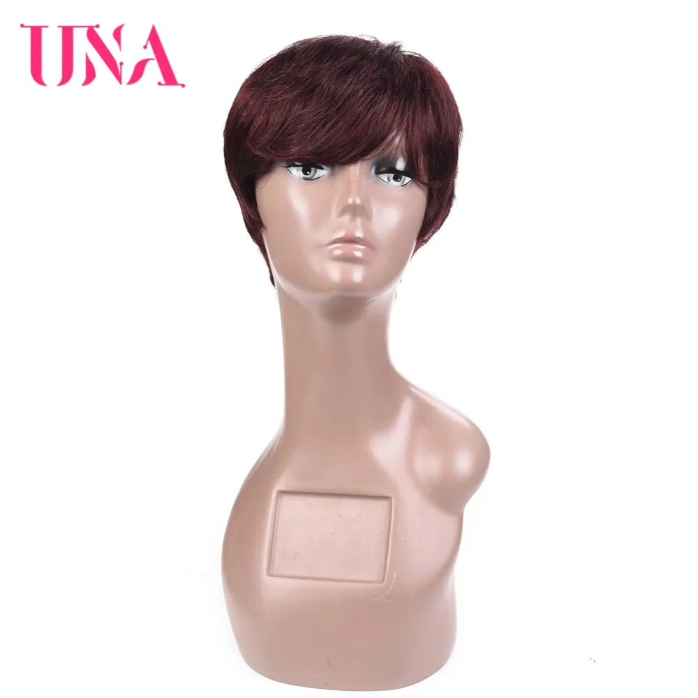 

UNA Short Straight Wigs Malaysian Straight Hair Wigs Non Remy Malaysian Hair Wigs 120% Density Short Human Hair Wigs For Women