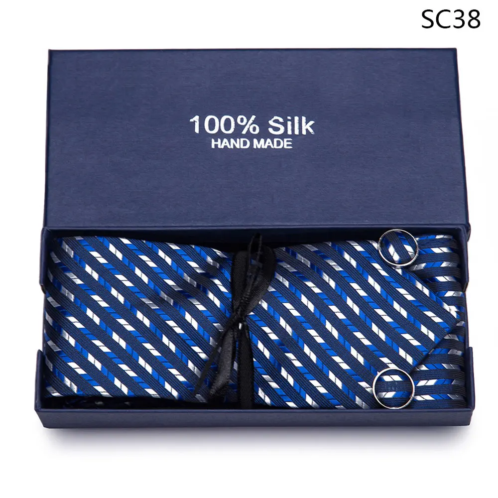 Мужские галстуки 40 стилей Галстук Hanky комплект запонок мужские деловые бабочки на подарок для мужчин розовые галстуки в клетку мужские свадебные вечеринки - Цвет: SC38