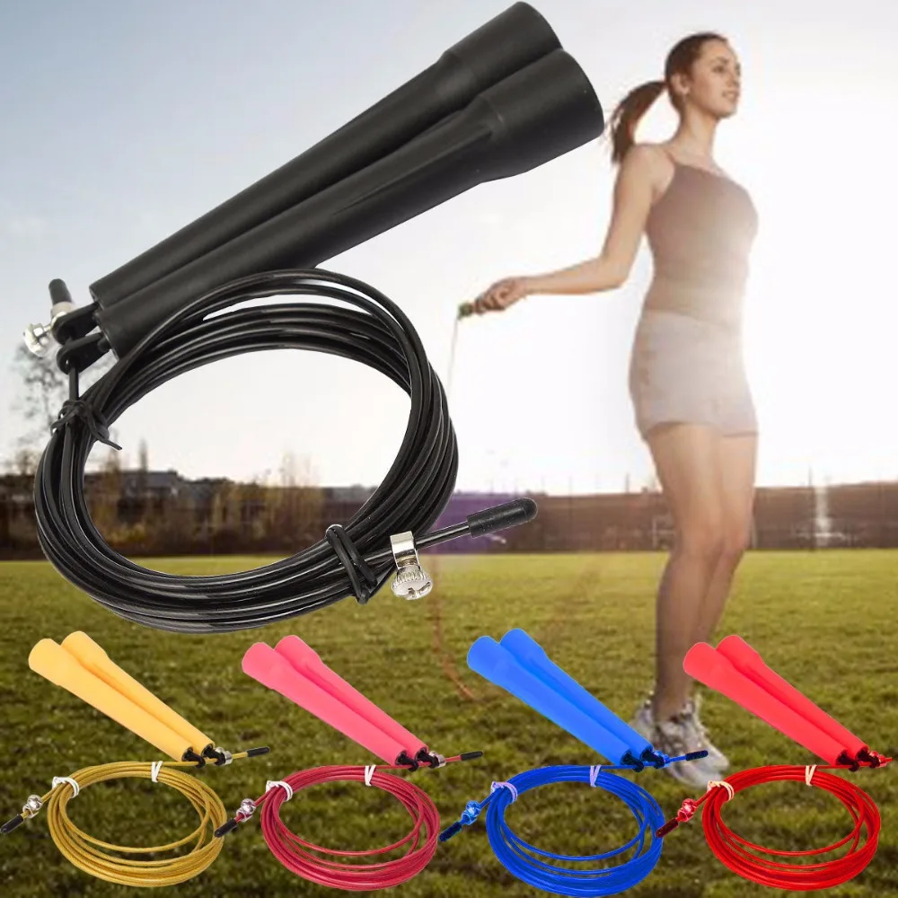 3m High Speed Wire Skipping Rope Length Adjustable Jump Rope Crossfit Fitness Equipment Skip ...