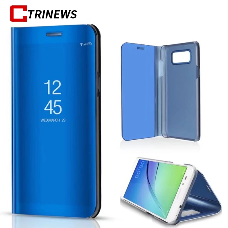 Зеркало Clear View Смарт флип чехол для samsung Galaxy Note 8 C8 S9 S8 S7 край A5 A6 A7 A8 2018 кожаный iPhone X |