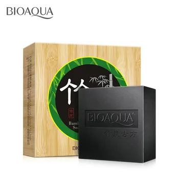 BIOAQUA bamboo charcoal handmade soap skin whitening soap blackhead remover acne treatment face wash hair care bath skin care