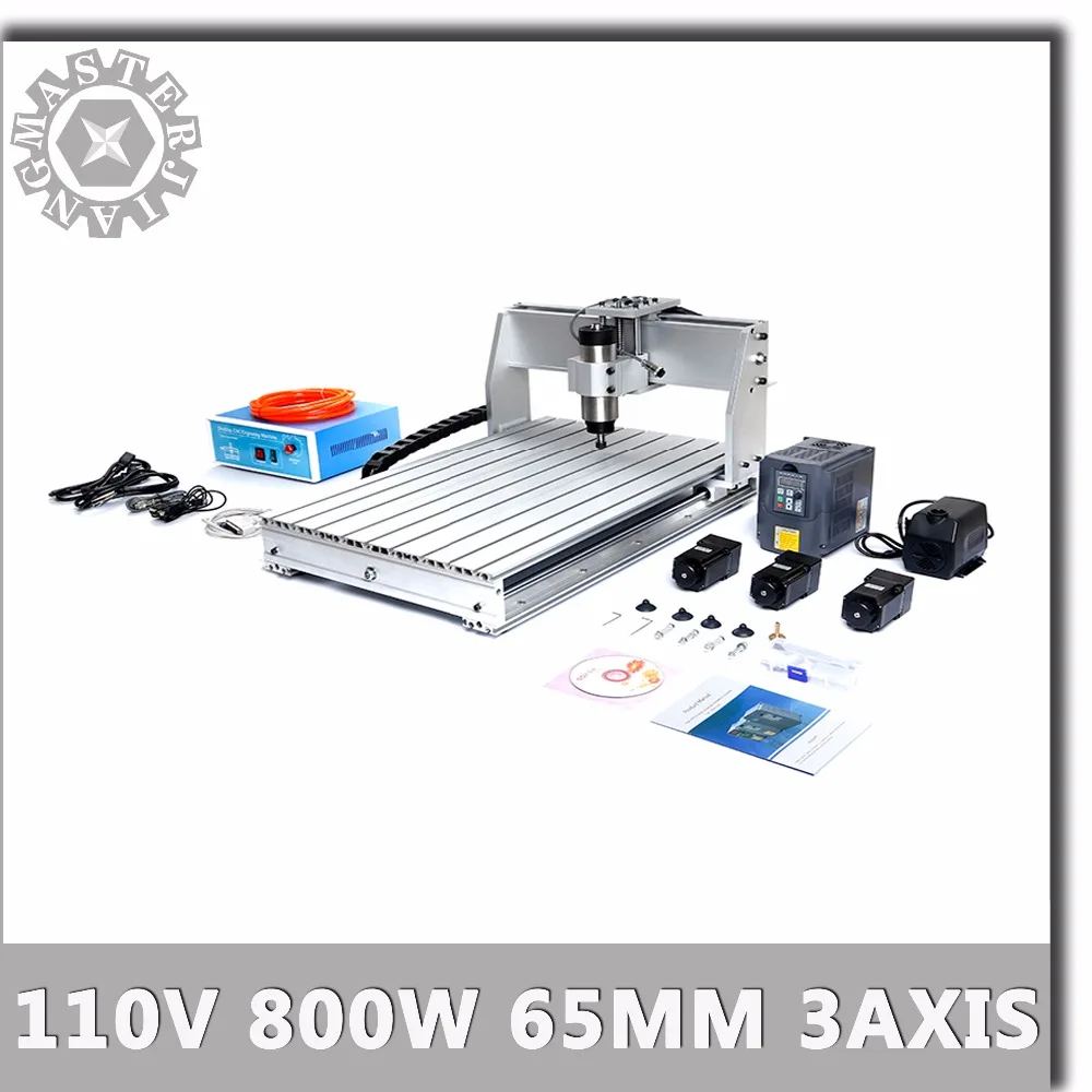 110V 6040T CNC машина 3 оси 800W с водяным охлаждением 1.5KW HY VFD контроль 0.8KW водяное