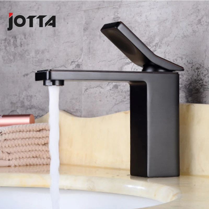 All-copper European basin faucet Bathroom washbasin hot and cold water mixing black single-hole faucet All-copper European basin faucet Bathroom washbasin hot and cold water mixing black single-hole faucet