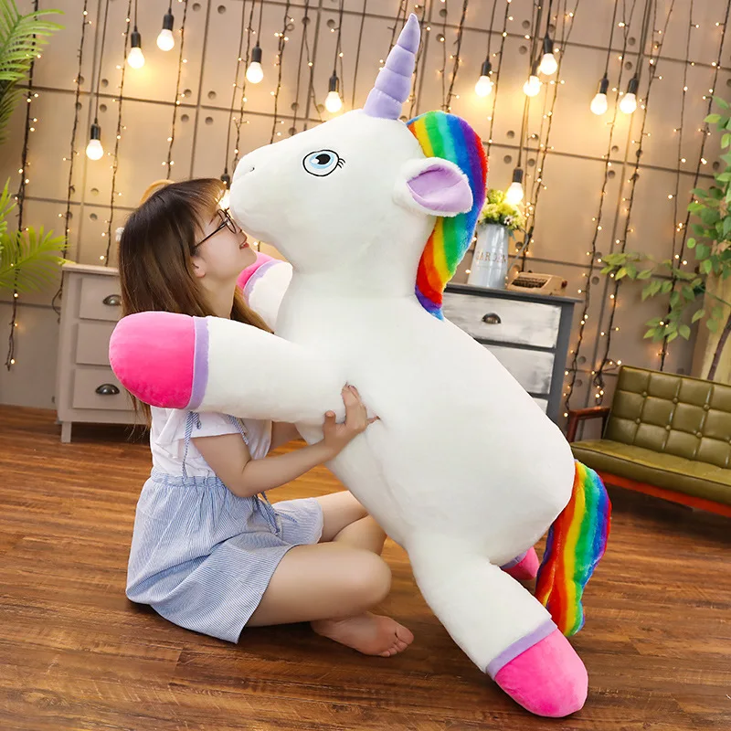 Прекрасный 40-100 см Радужный Единорог плюшевая игрушка мягкая гигантская кукла Единорог животное лошадь рождественские подарки для детей