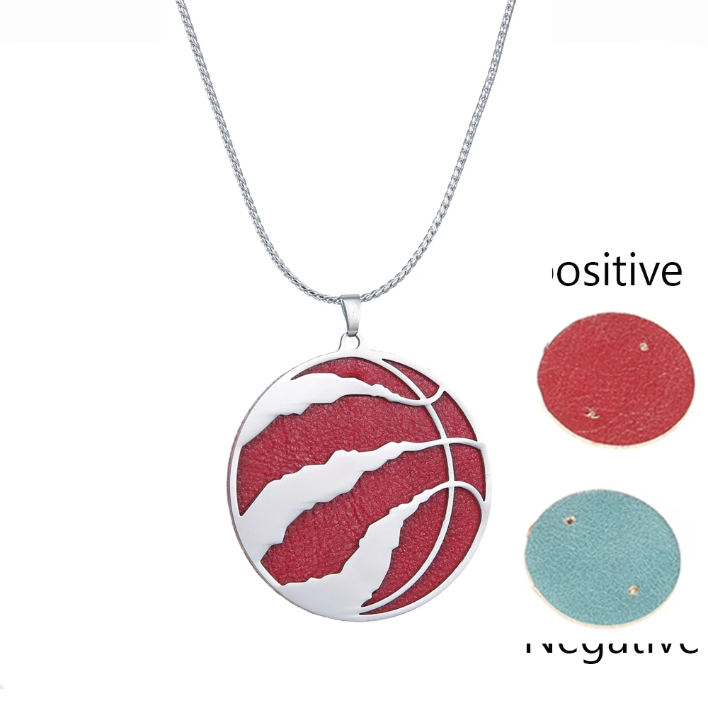 Legenstar Модный кулон баскетбол ожерелье для женщин и мужчин Двусторонняя Кожа из нержавеющей стали Спортивное украшение для чокера ожерелье - Окраска металла: red and cyan