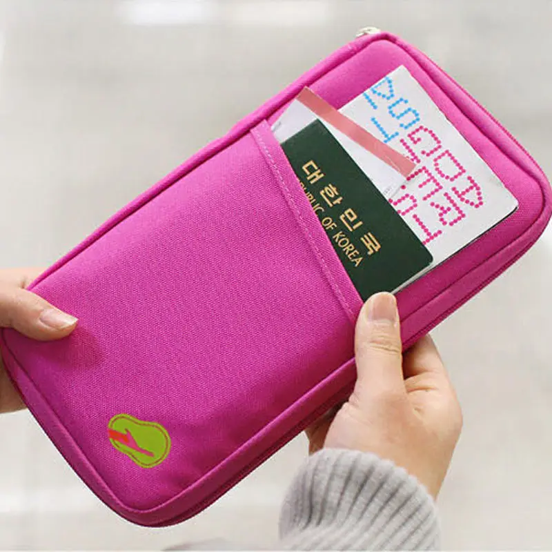1 PC Unisex Travel Passport Credit ID Card Cash Wallet Purse Holder Document Bag Handbag Zipper Makeup Organizer