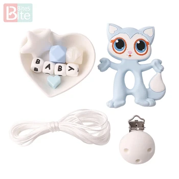 

Bite Bites 1set Silicone Teether Raccoon Perle Silicone Beads DIY Set Food Grade Silicone Cartoon Animals BPA Free Baby Teether
