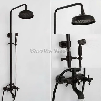 Black Oil Rubbed Bronze Dual Cross Handles Bathroom Tub Faucet Rainfall Shower Set Mixer Taps with Handheld Shower Wrs021
Black Oil Rubbed Bronze Dual Cross Handles Bathroom Tub Faucet Rainfall Shower Set Mixer Taps with Handheld Shower Wrs021