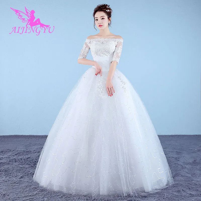AIJINGYU, роскошные,, новинка,, дешевое бальное платье на шнуровке сзади, вечерние свадебные платья, свадебное платье WK686