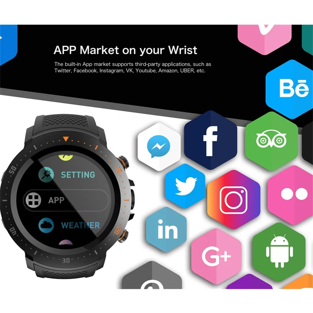 A4 Smart Watch GPS Bluetooth WiFi SmartWatch Heart Rate with Camera IP67 Waterproof Watch Android 7.1MTK 6739 Smartwatch
