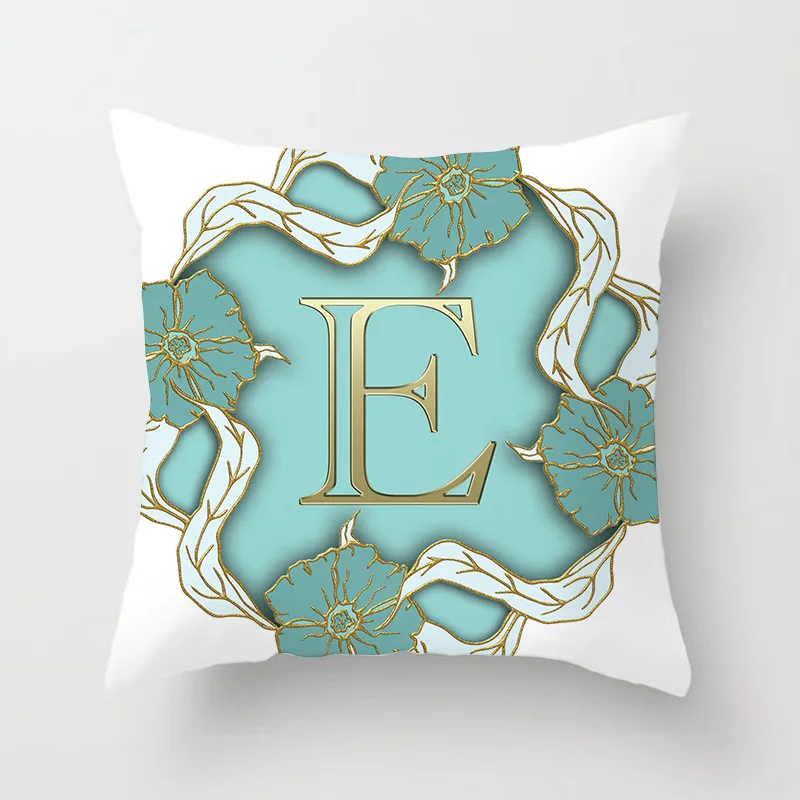 26 Alphabet Gold Letter Pillow Cover