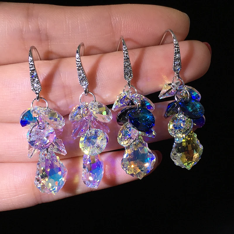 

sparkling, Austria crystal earrings, Korean earrings, wild style, personality, temperament, ear studs, ear accessories.
