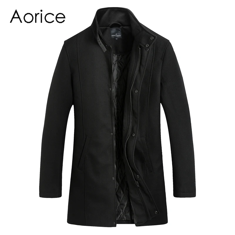 Aorice новое зимнее шерстяное пальто приталенные куртки мужские s Повседневная Теплая Верхняя одежда куртка и пальто мужские бушлат размера плюс QY903