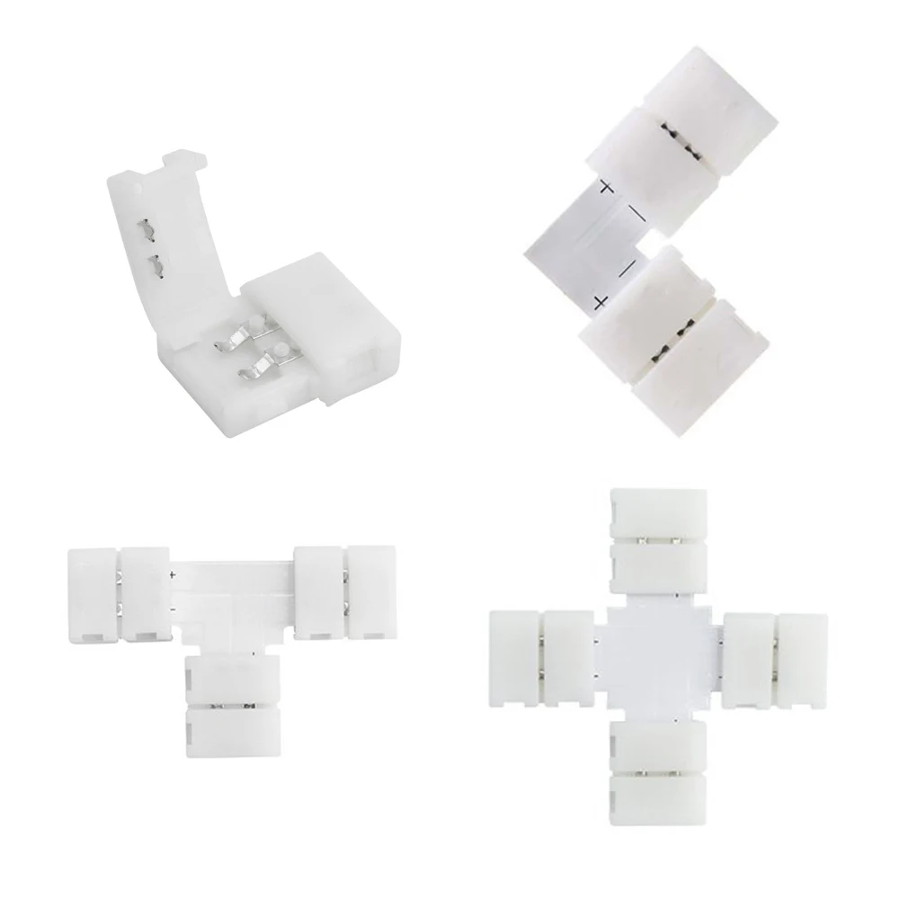 

5pcs LED Strip Connectors L T X Shape Quick solderless Corner Connector for rgb rgbw ws2811 ws2812 ws2812b 5050 5630 led strip