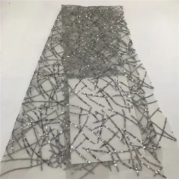 

Nigerian Lace Sequin white African Lace Fabric In Sequines Material Glitter African Fabric Free Shipping 5yard/lot Sequin Fabric