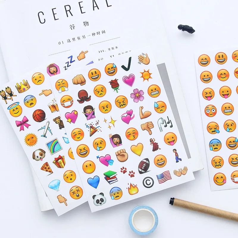 

4 Sheets/Set 192 Emoji Smile Face Diary Stickers DIY Kawaii Scrapbooking Stationery Sticker Stationery New School Supplies