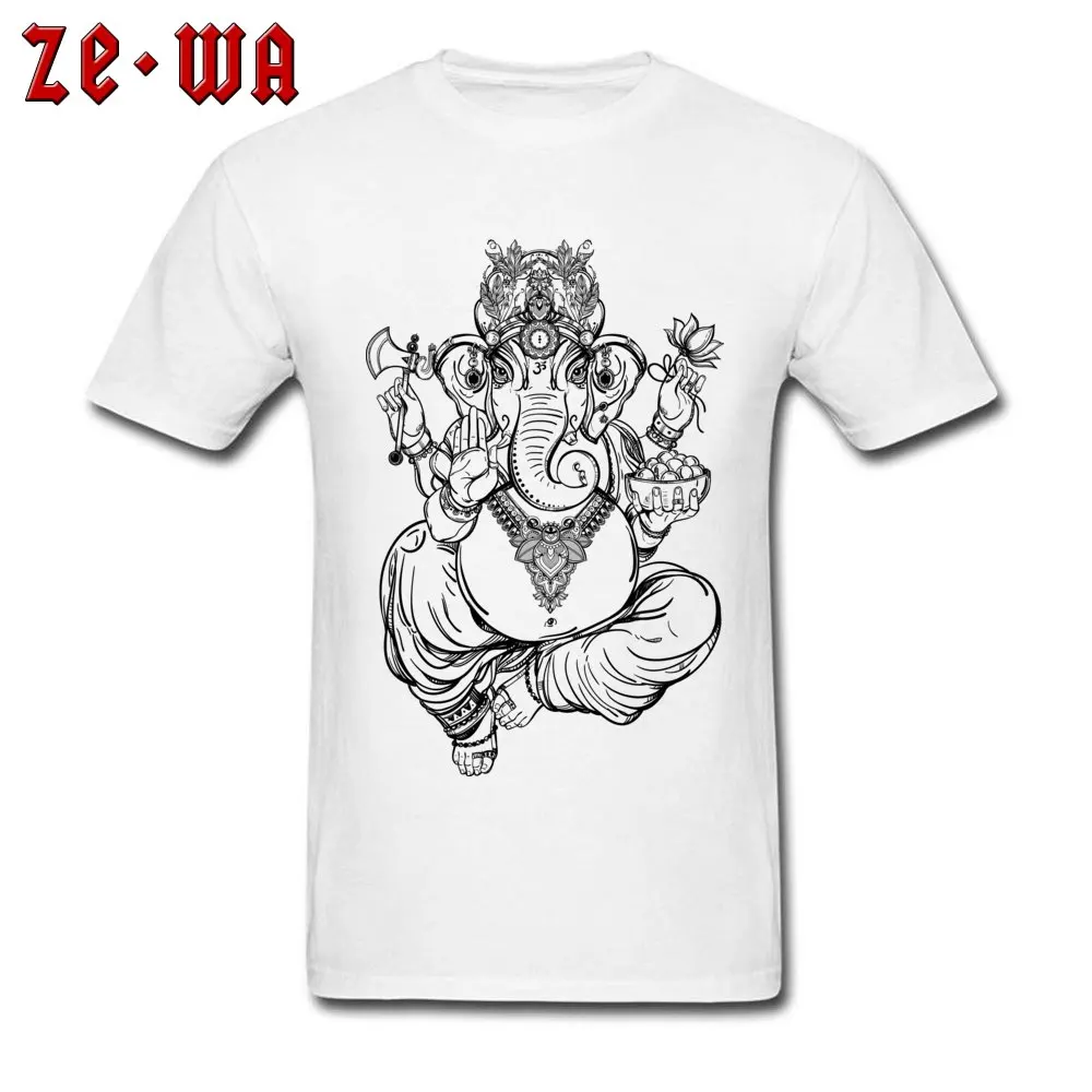 Мужская футболка со слоном God Ganesha черно белая Повседневная из 100% хлопка для