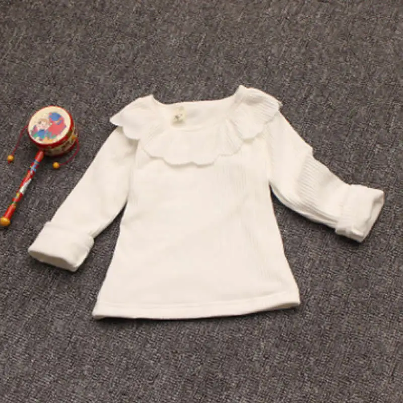 Бархатные утепленные блузки для девочек верхняя одежда для малышей, хлопковая рубашка falbala joker, пальто свитшоты для девочек зимняя одежда - Цвет: white