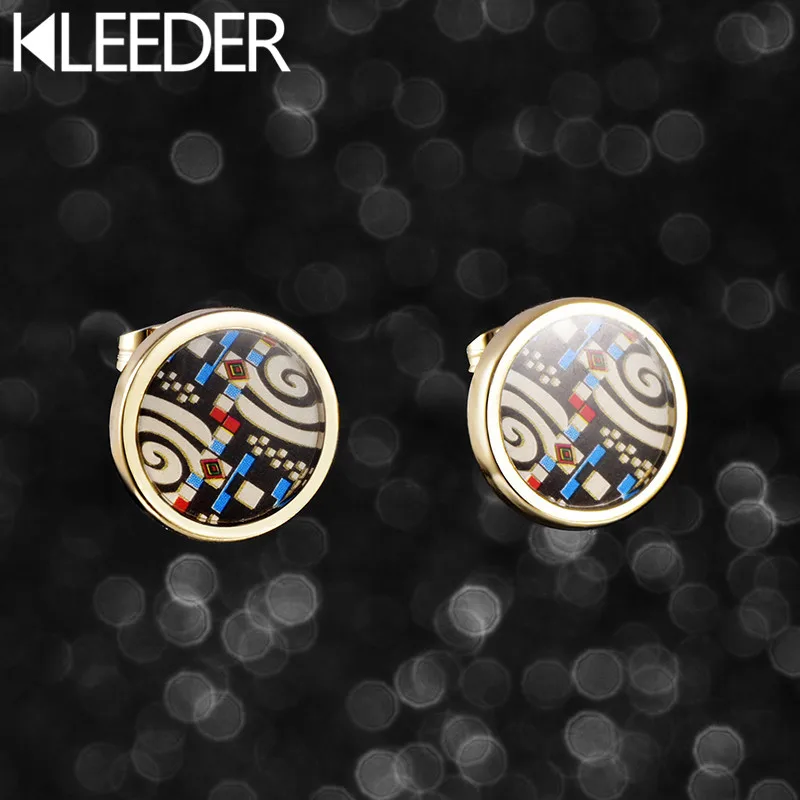 

KLEEDER Colorful Enamel Earrings Camouflage Pattern Stud Earring for Women Fashion Jewelry 2018 New boucle d'oreille brinco Gift