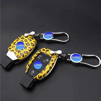 

New Sexy Leopard Design Car key cover For Benz Luxurious Car key ring holder for Benz Key Best gift