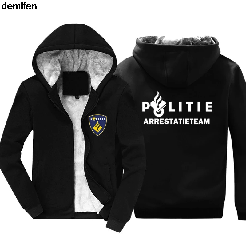 

Netherlands Politie Police Special Swat Unit Force Mens Hoodies Novelty Cotton Coat Fashion Winter Keep Warm Jacket Sweatshirt