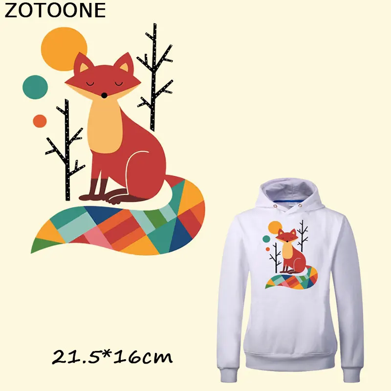 

ZOTOONE Fun Colorful Fox Iron on Patches A-level Washable Stickers Easy Print By Household Irons T-shirt Dresses DIY Accessory B