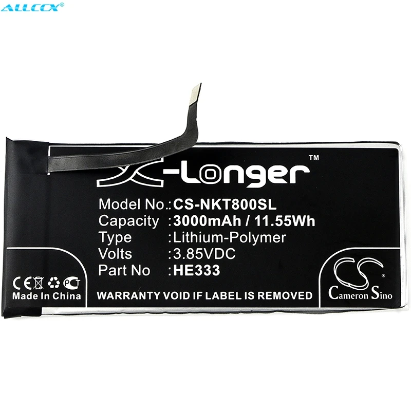 

Cameron Sino 3000mAh Battery HE333 for Nokia 8 Sirocco, 8 Sirocco Global Dual SIM, 8 Sirocco Global TD-LTE, HMD Avatar