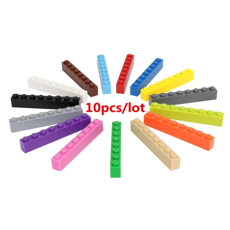 

10pcs/lot 1*8 DIY Building Block Thick Bricks Compatible with Legoe Educational Toy Multicolor Gift for Children