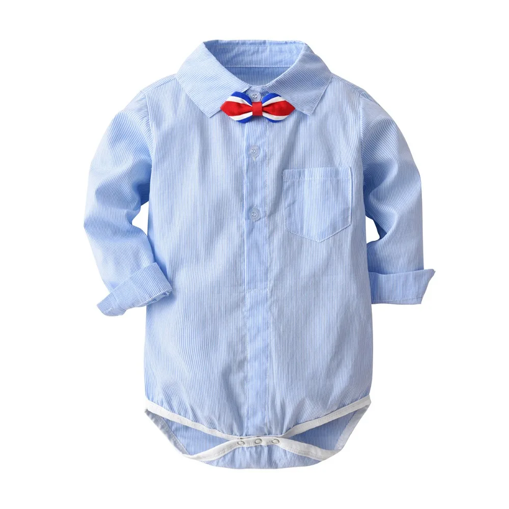 Одежда для маленьких джентльменов; рубашка в полоску для младенцев; блузка для новорожденных; одежда для свадьбы; детские комбинезоны с длинными рукавами; комбинезон для малышей