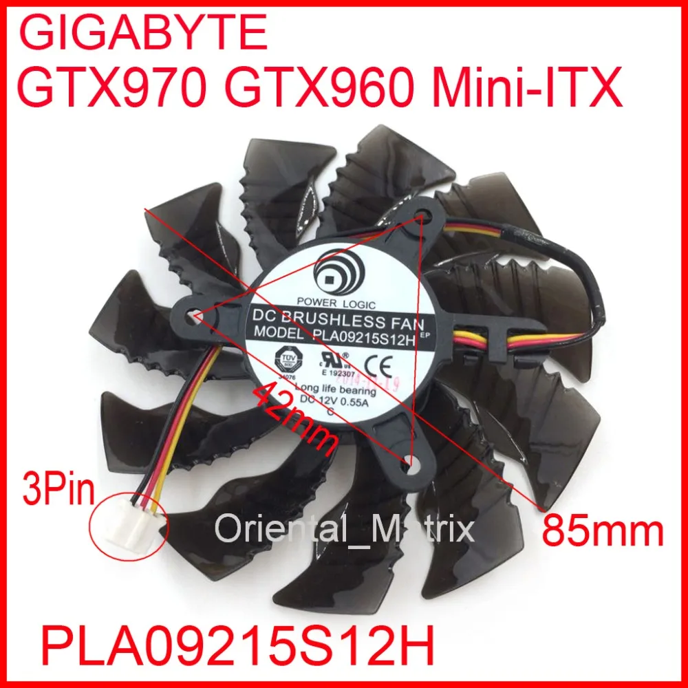 

Free Shipping PLA09215S12H 12V 0.55A 86mm 3Pin For Gigabyte GTX960 GTX970 Mini-ITX Graphics Card Cooling Fan