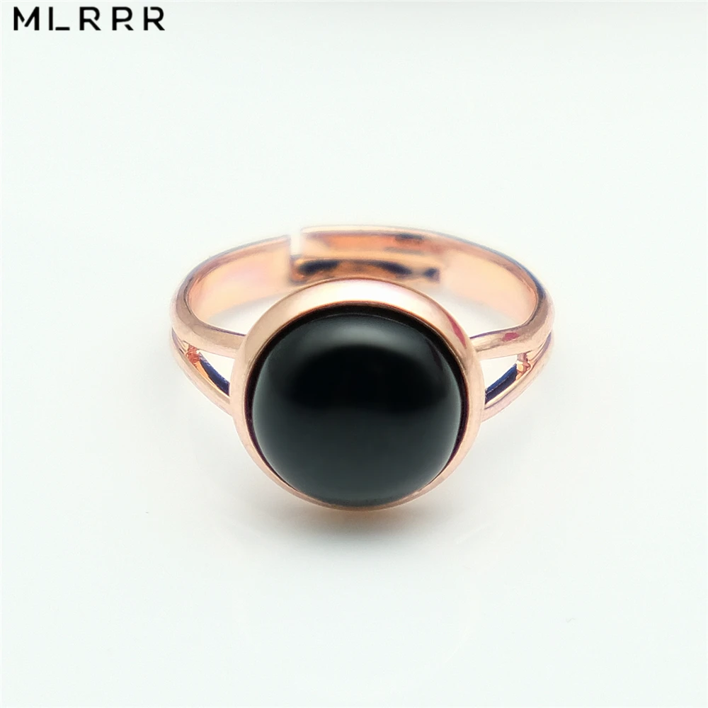 

Vintage Classic Natural Agates Stones Jewelry Simply Black Agates Charms Rings Copper Rings