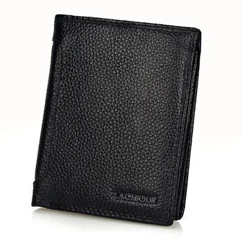 

LACHIOUR RFID Blocking Men Genuine Leather Wallets Clutch Male Purse Short Wallet Money Clip Purses Leather Purse Wallets