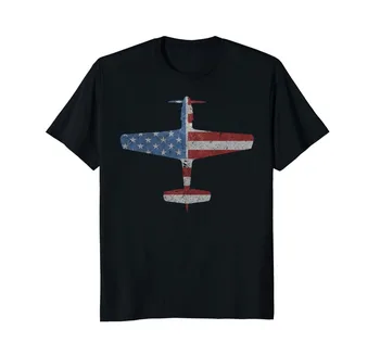 

P-51 Mustang Wwii Fighter American Flag Vintage New 2019 Popular Famous Brand High-Quality O Neck Shirts