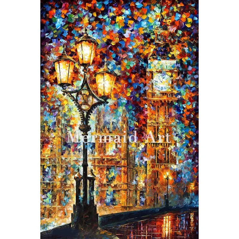

Hand Painted Oil Painting London's Dream London Art On Canvas For Abstract Palette Knife Painting Living Room Wall Decor Artwork
