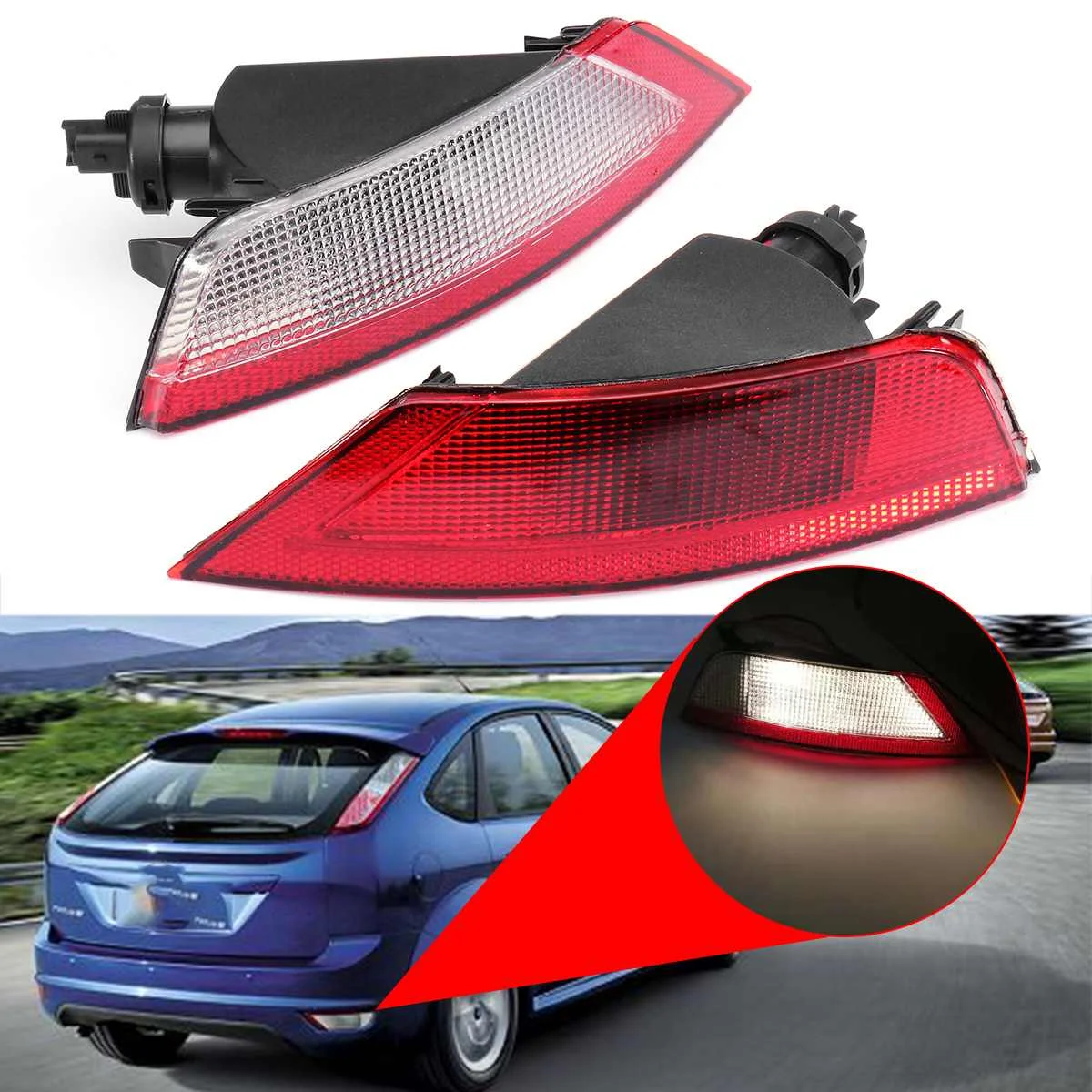 

Audew Left Right Rear Bumper Brake Fog Lights Tail car Reversing Light Fog Lamp for Ford Kuga 2008 - 2012 for Focus 2008 - 2010