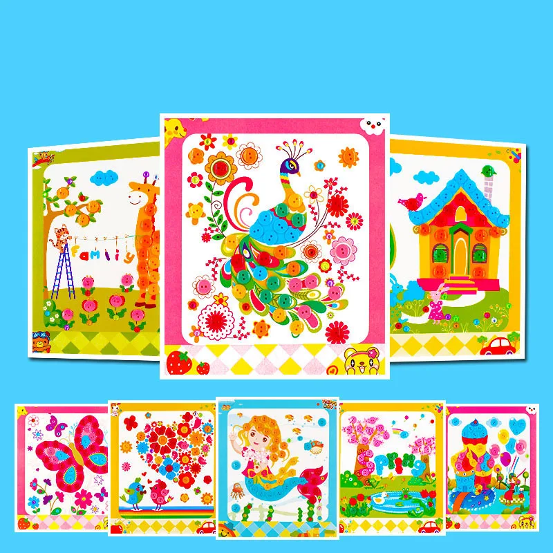 low cost  Novel and interesting DIY Button Stickers Kids Handmade Painting Craft Kit Learning Educational Dra