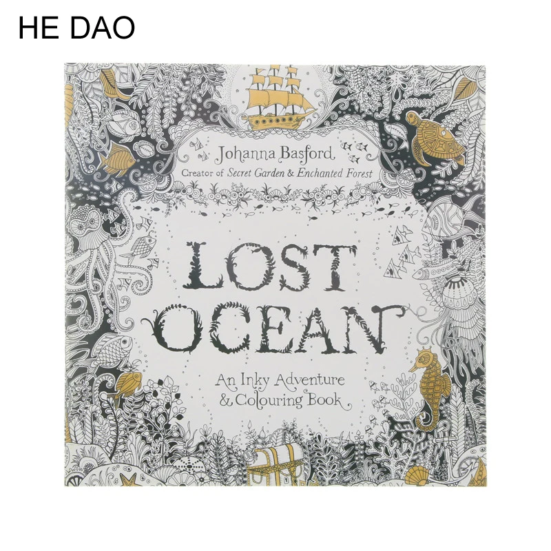 1 Pcs 24 Pages Lost Ocean Coloring Books For Adults Kids Relieve Stress Kill Time Inspiration Libros Graffiti Painting Books