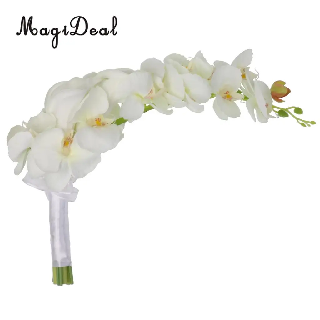 MagiDeal Каскадный букет Свадебный Искусственный шелк цветок лилии каллы орхидеи