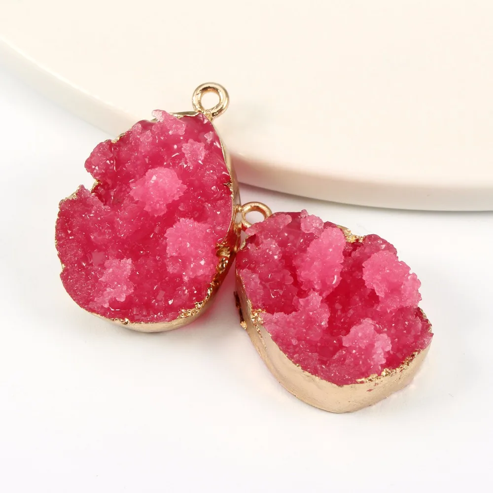 

2pcs Irregular Waterdrop Resin Finding Red Bracelet Gold Color Charm Diy Earring Necklace Pendant Jewelry Accessories F121