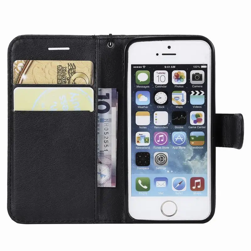 Чехол-книжка с откидной крышкой для iphone 5, 5 s, кожаный чехол-кошелек со слотом для карт, чехол для телефона Apple iphone SE, Роскошный чехол для iphone 5S