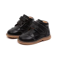 

New 2018 Autumn and Winter Children Leather Boot Boys and Girls Flat Boot Unisex Kids Genuine Leather Boots Rubber Soft Sole
