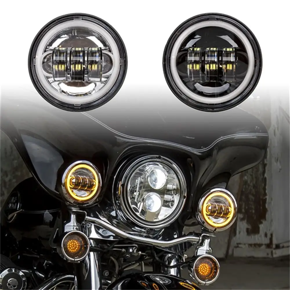 

1x Pair 4.5" 4 1/2 inch led fog light with White red green blue pink yellow halo ring for motorcycle parts