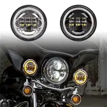 1x Par de 4.5 “4 1/2 polegadas levou luz de nevoeiro com Branco vermelho rosa azul verde amarelo anel de halo para peças da motocicleta harley davidson