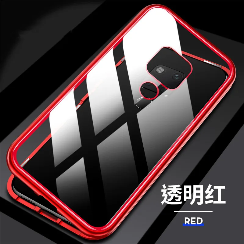 

Magnetic Adsorption Metal Case For Huawei p20 p30 pro P30 lite mate20 PRO nova 3 4 honor 8X Tempered Glass Front Back Flip Cover