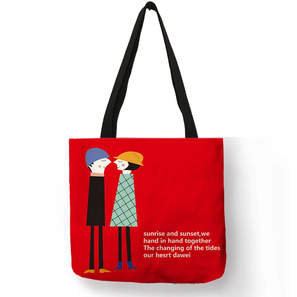 

Bright Red Daily Shopping Tote Bag for Women Men Lightning Scientist Film Character Print Handbag Premium Linen Cloth Bags Gift
