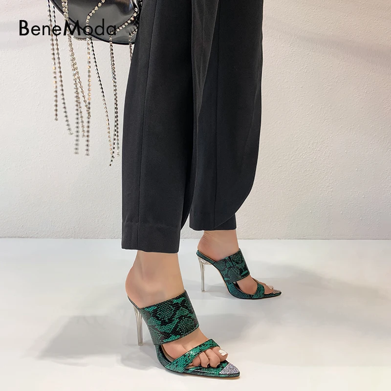 

pointed toe crystal snake print strap black high heel women sandal 2019 summer street fashion sexy