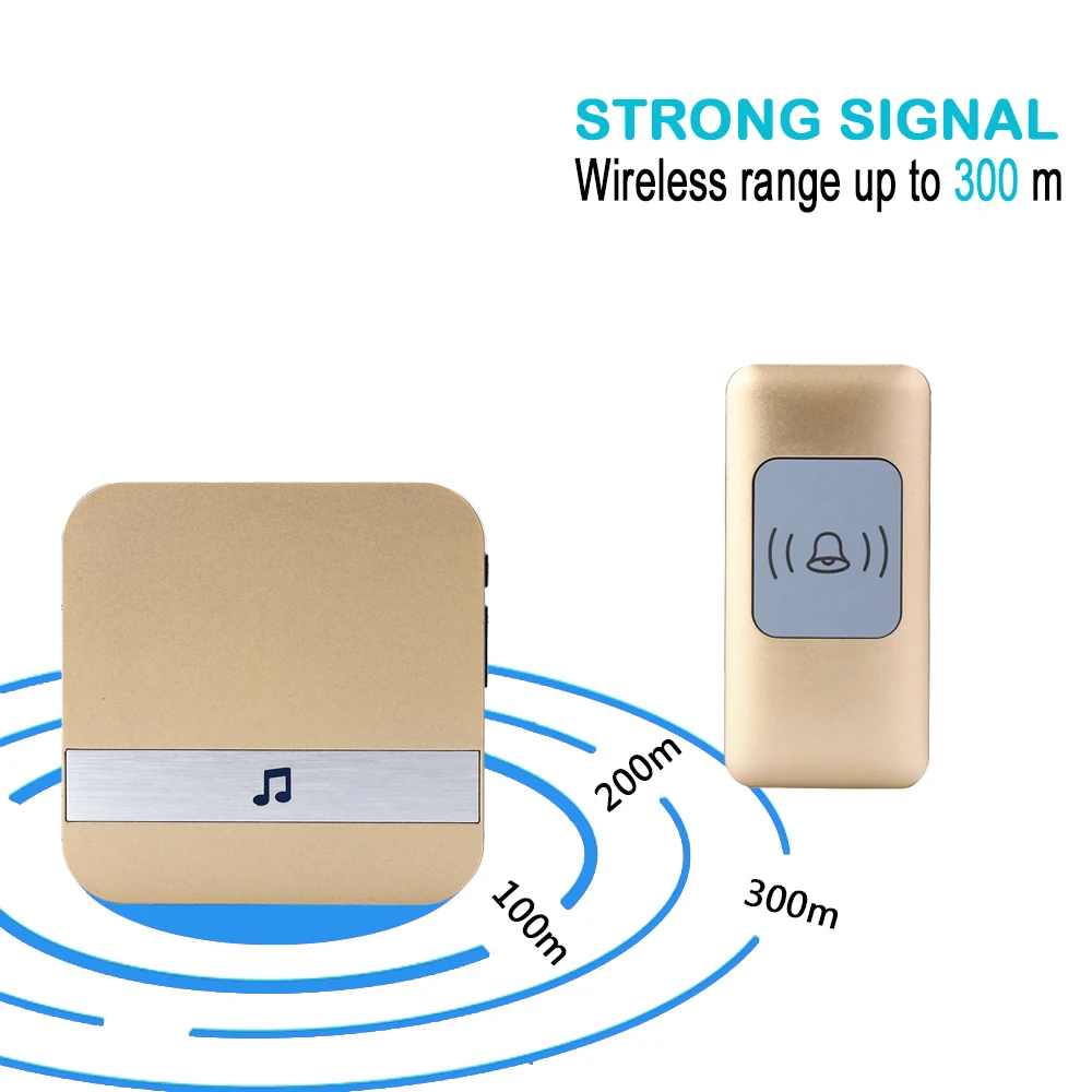 CACAZI Waterproof Wireless Doorbell 4 Battery Button 1 Receiver Smart Home cordless door bell US EU UK Plug 52 chime 300M Remote