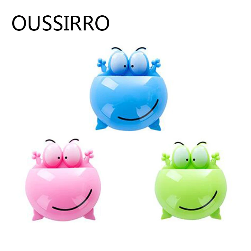 

1pcs Fashion Creative Cartoon Frog Toothbrush Holder Rack for Children High Quality Wall-mounted Sucker Bathroom Accessories
